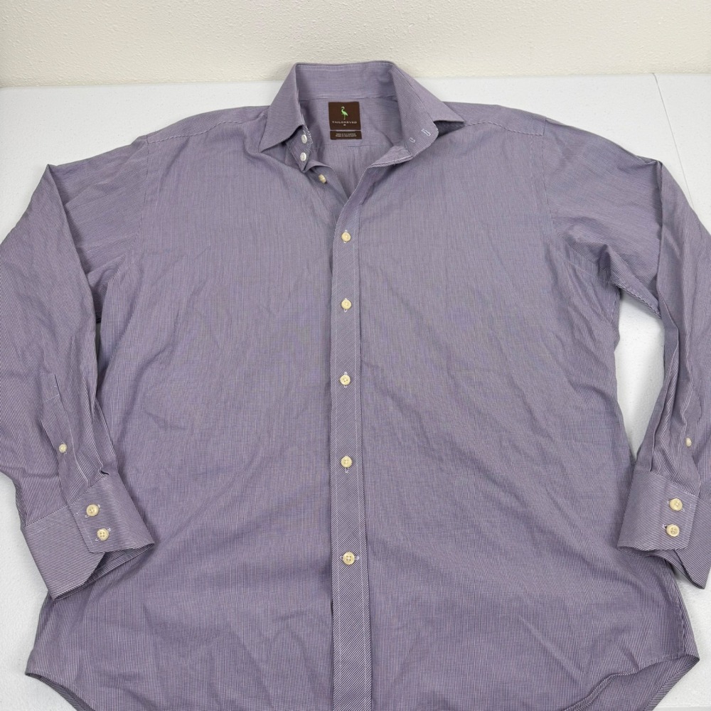 Tailorbyrd Mens Purple Micro Check‎ 100% 2-Ply Cotton Button Down Shirt Size M - Picture 6 of 8